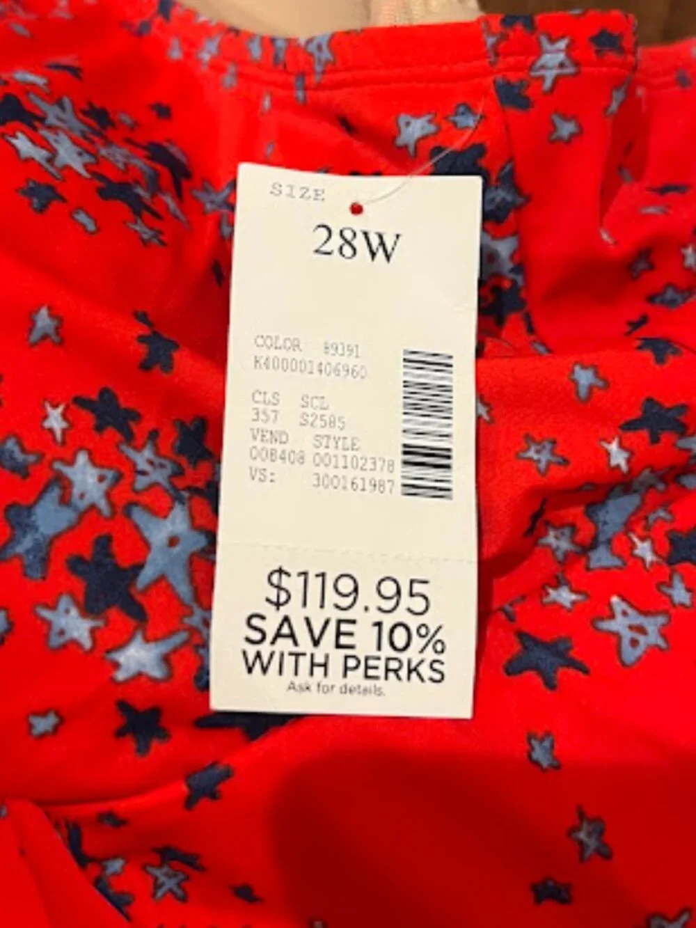 NWT Catherine's One-Piece Swim Dress, Red/Blue Stars - Plus Size 28W - Picture 5 of 8